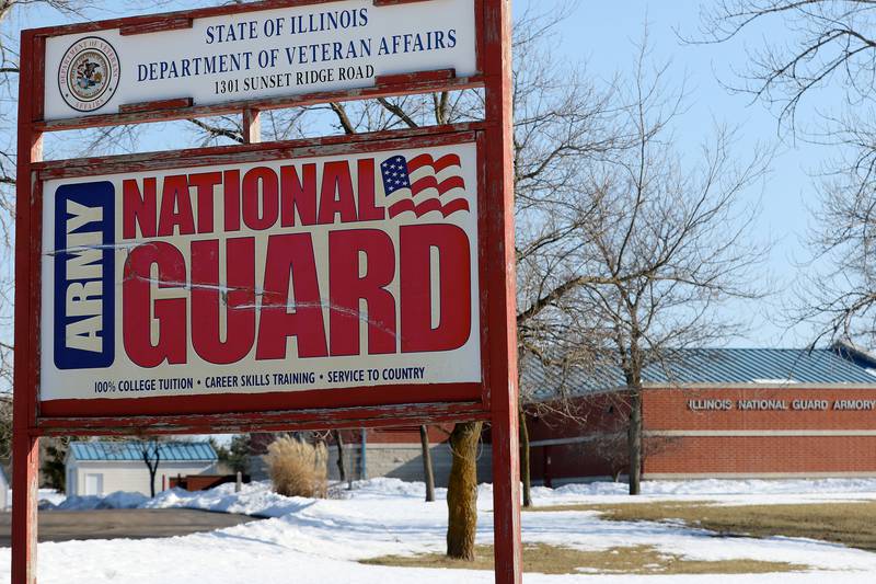 The National Guard is seen from the road on Friday, March 5, 2021 in Woodstock.