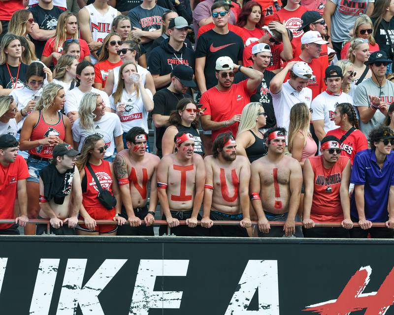 Northern Illinois Huskies student section show their support Saturday Sep. 17th at Huskie Stadium in DeKalb as they took on Vanderbilt.