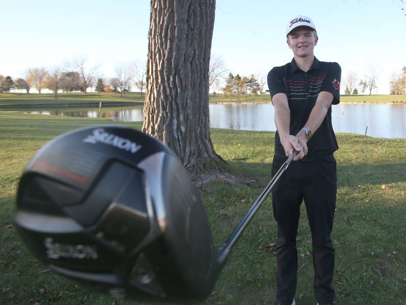 Hall's Landen Plym poses for a photo on Thursday, Nov. 7, 2024 at Spring Creek Golf Course in Spring Valley. Plym is the 2024 NewsTribune male golfer of the year.