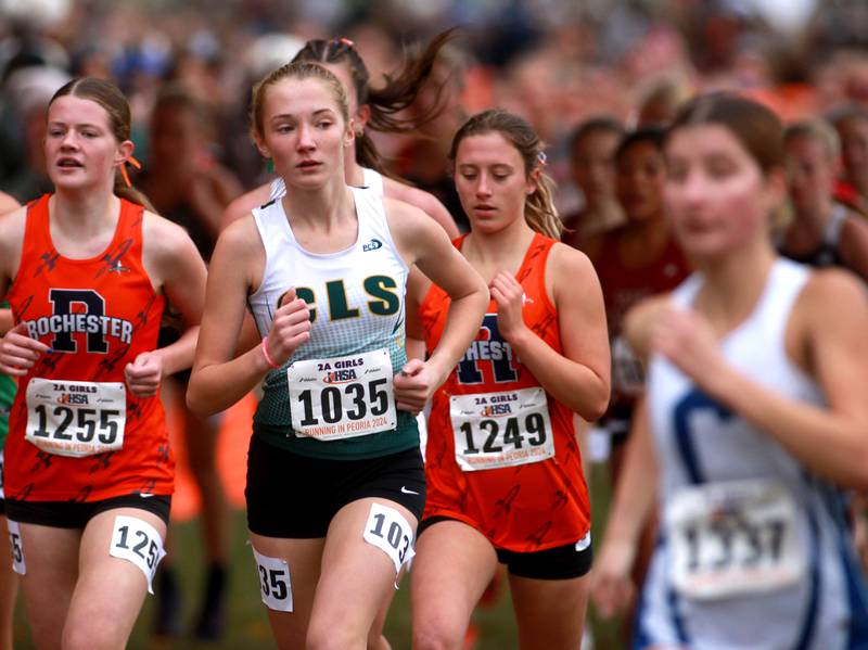 Crystal Lake South's Caroline Lucas competes in the Class 2A State Cross Country Championships on Saturday, Nov. 9, 2024 at Detweiller Park in Peoria.