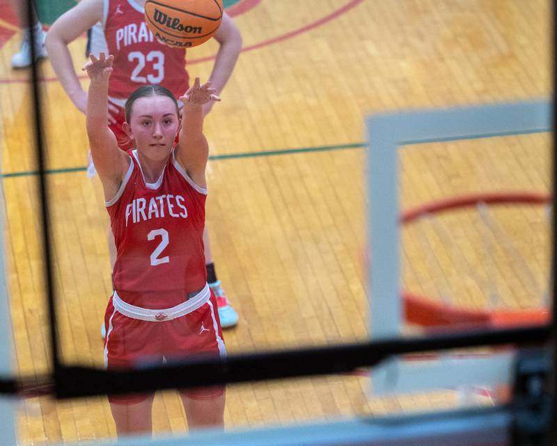 Ottawa's Ashlynn Ganiere (2) shoots free-throw in game against Sterling during the Regional Championship game on Thursday, Feb. 19, 2026 in Sellett Gymnasium at L-P High School.