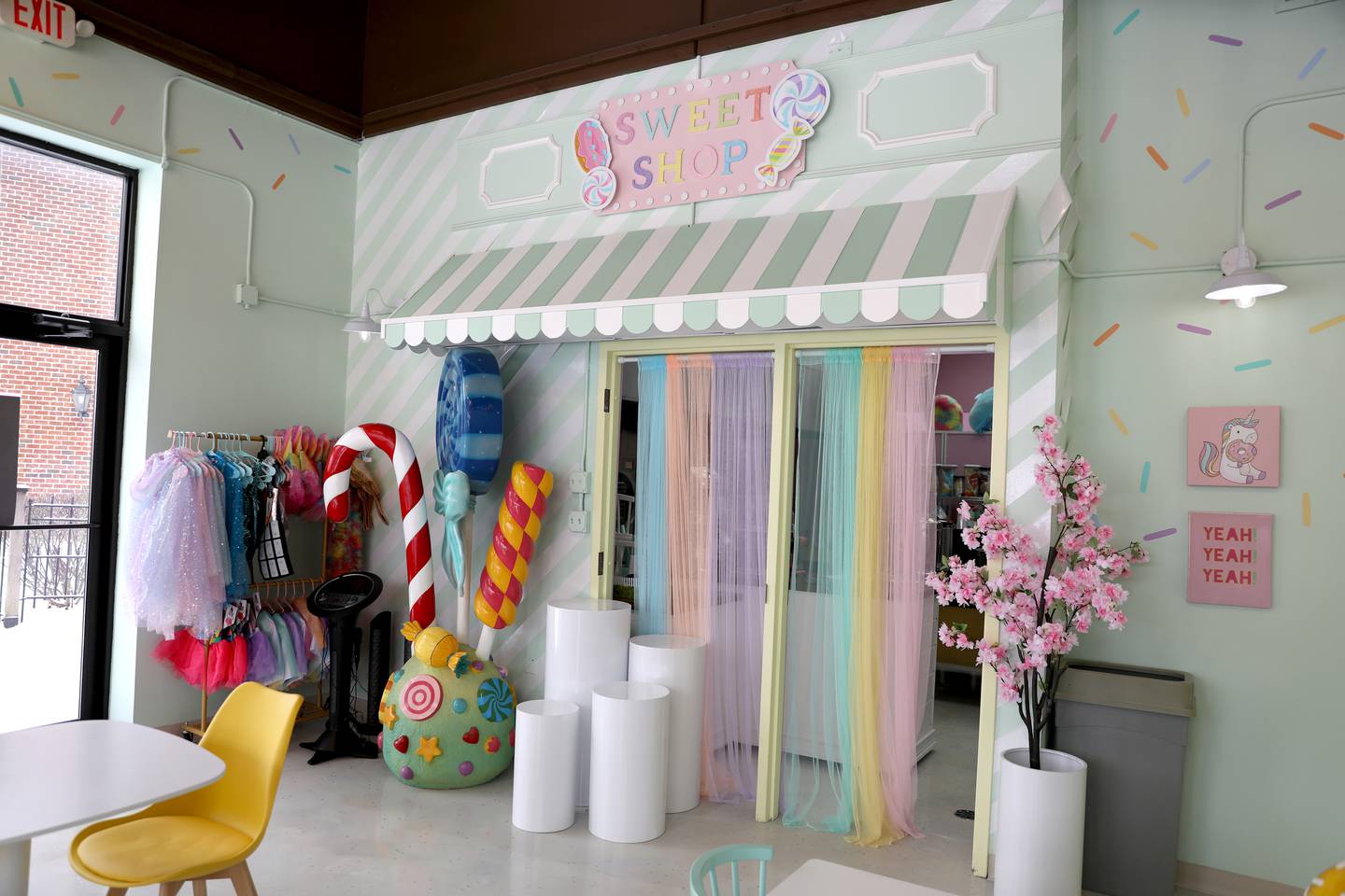 The party room at The Whimsy Farm Candy Store at 40W134 Campton Crossings Drive.