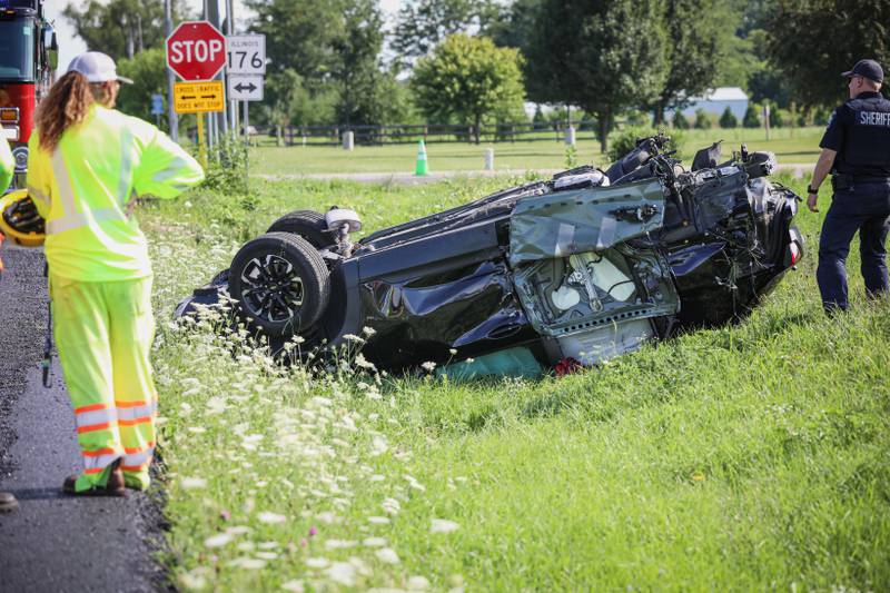The Marengo Fire & Rescue Districts and the Union Fire Protection District responded to a crash involving two heavily damaged cars that injured four people Aug. 11, 2025 along Route 176 near Marengo.