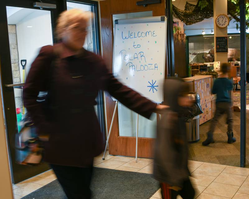 Participants enter Creek Bend Nature Center in St. Charles for Polar-Polooza event held on Saturday Jan. 17, 2026.