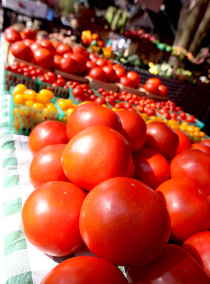 Fresh produce was on display at the Harms Farm booth during the Johnny Appleseed Festival in Crystal Lake Saturday.