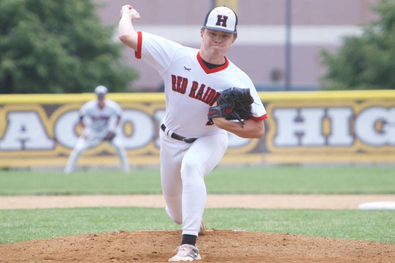 Huntley's Andrew Ressler delivers a pitch against McHenry at the Class 4A Sectional Final on June 4, 2022 in Algonquin.