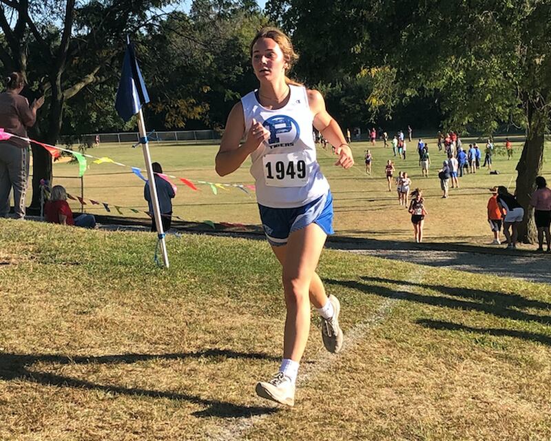 Princeton's Hannah Muehlschlegel finished 11th in Thursday's Three Rivers Conference cross country meet Tuesday in Walnut.