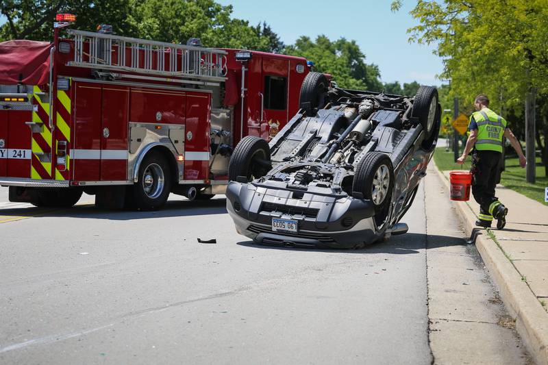 A two-vehicle crash occurred about noon Tuesday, June 7, 2022, outside the Cary Fire Protection District station at 400 Cary Algonquin Road in Cary.