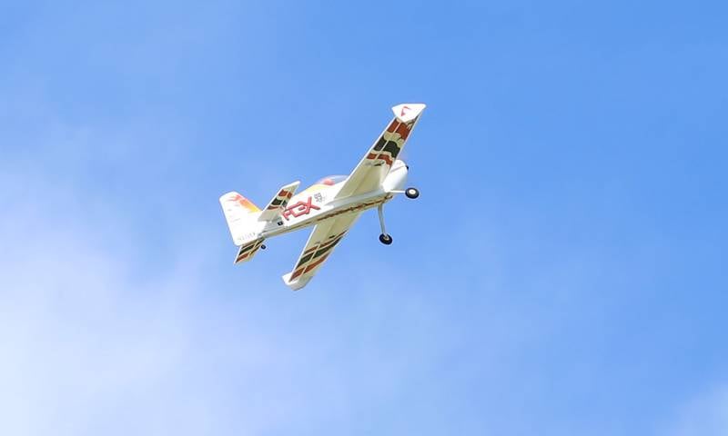 A model airplane flies on Monday, July 1, 2024 at the Model Airplane Field in Matthiessen State Park. The Deer Park RC Flyers radio-controlled aircraft club maintains the model airplane field and flys model airplanes at the site.