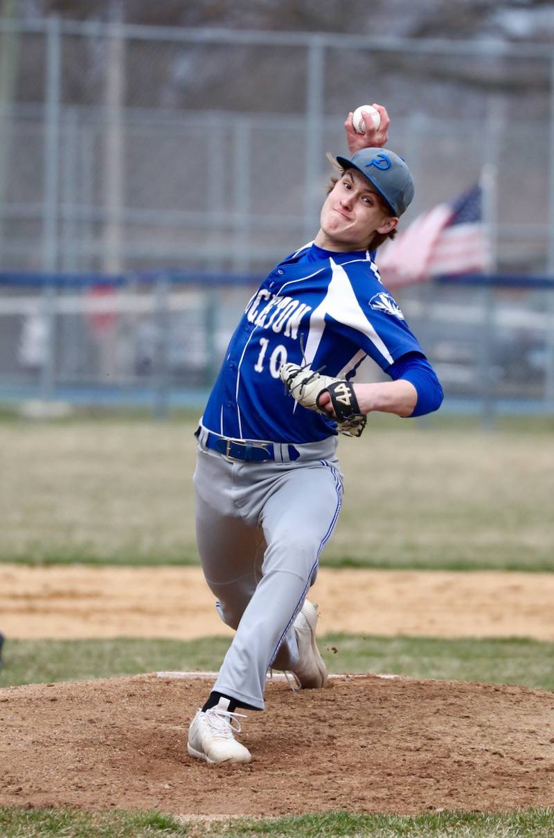 Princeton pitcher Danny Cihocki fires a pitch home in Monday's 4-1 over Hall. He struck out 14.