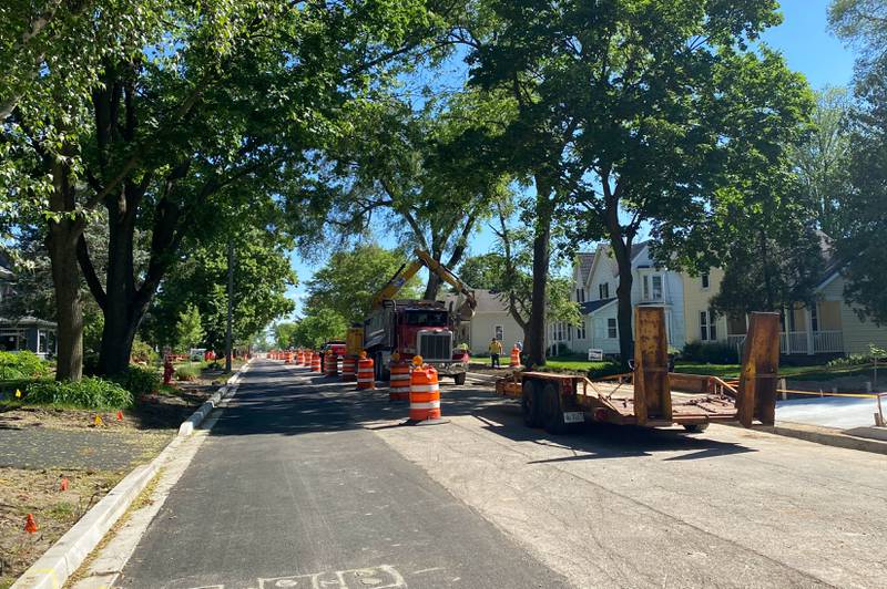 Work continues Thursday, June 2, 2022, on North Main Street in Crystal Lake as part of the North Main Street and Route 176 improvement project. The eastbound lane of Route 176 will close Monday for more water main work.