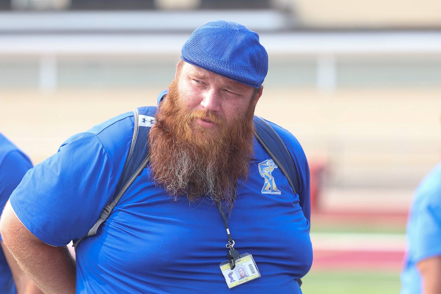 Joliet Central head coach Thomas Hart waits to start the scrimmage at Morris’ 7 on 7 scrimmage on Tuesday, July 23, 2024.