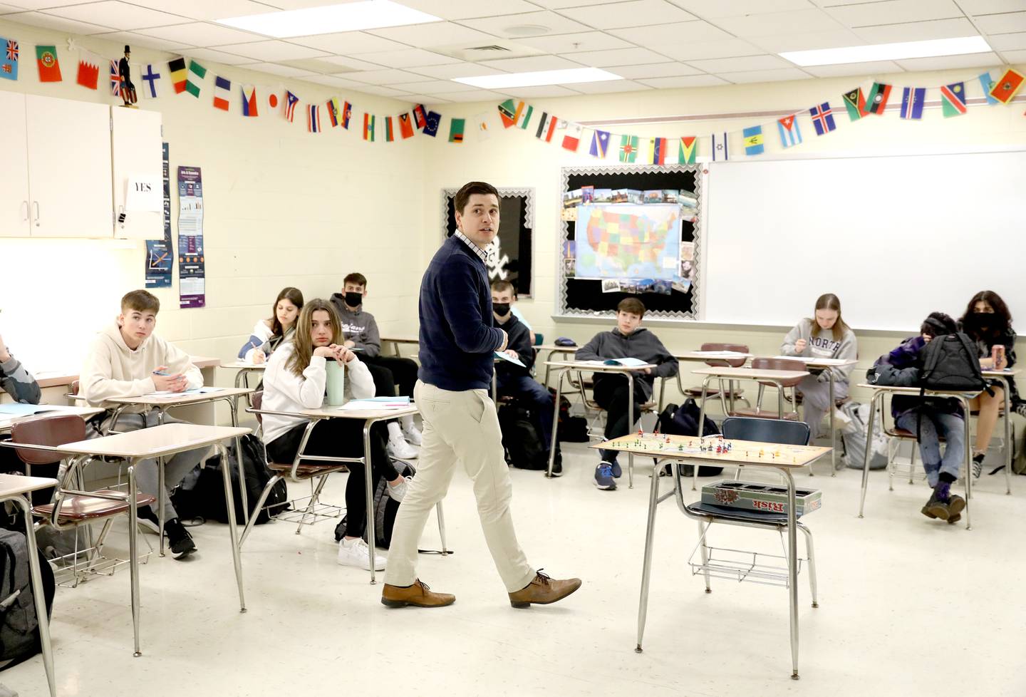 Downers Grove North social studies teacher Dennis Rogala teaches a freshman class at the school. Rogala recently received his National Board Certification from the National Board for Professional Teaching Standards.