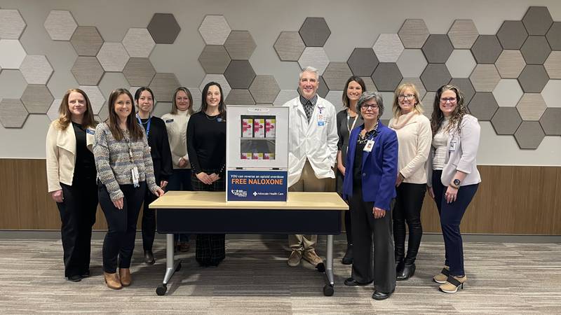 Naloxone dispensers are now in Advocate Sherman Hospital in Elgin and Rush Copley Medical Center in Aurora through a partnership with Kane County Health Department.