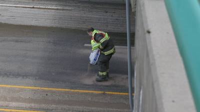 Photos: Peru officers, firefighters investigate crash on Route 251