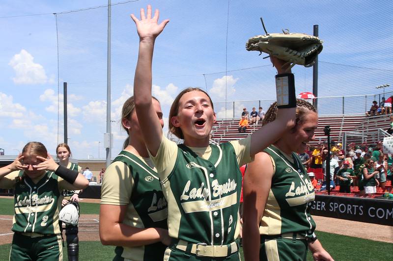 St. Bede's Emma Slingsby reacts while walking off of the field in the Class 1A State semifinal game on Friday, June 2, 2023 at the Louisville Slugger Sports Complex in Peoria.