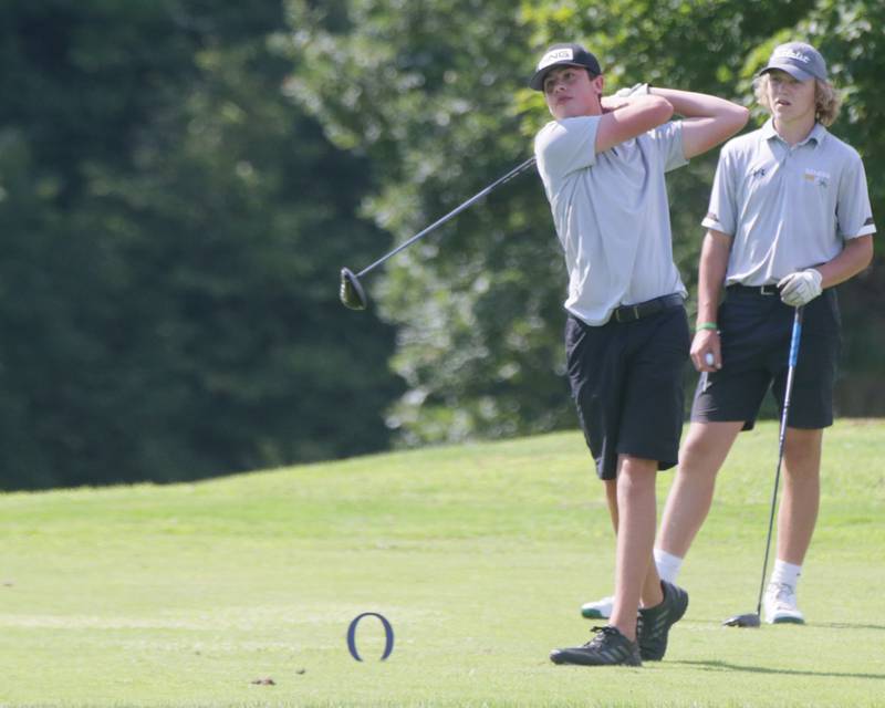 Ottawa's Jonathan Cooper golfs during the L-P Cavalier Golf Invitational on Thursday, Aug. 18, 2022 at Seneca's Oak Ridge Golf Course in La Salle.