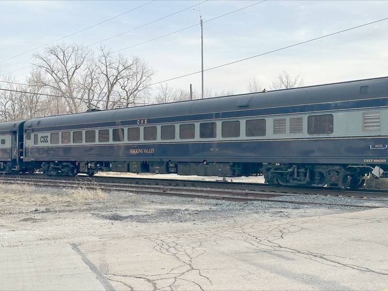 A CSX Geometry Train car enters the crossing along Mill Street on Tuesday, Dec. 17, 2024 in Utica. A geometry train inspects the track and checks for defects while reporting them to the engineer.