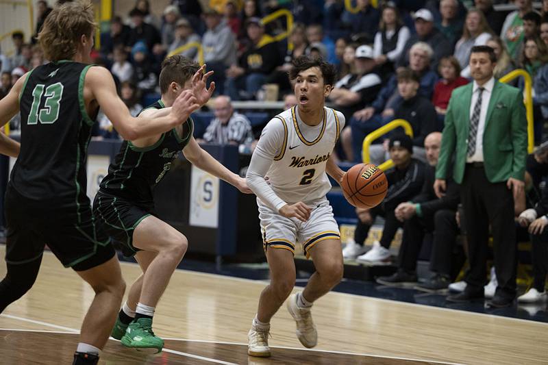 Sterling’s JP Schilling handles the ball against Rock Falls on Tuesday, Nov. 29, 2022.