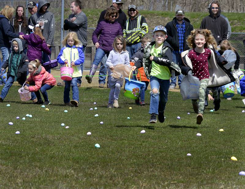 And the race is on as children leave the starting gate to gather as many Easter eggs as possible Saturday, April 9, 2022, in Marseilles. Sponsored by the Marseilles Recreational Board, children of all ages participated in an an egg hunt Saturday at Guthrie Park. This was the 39th annual egg hunt sponsored by the board.