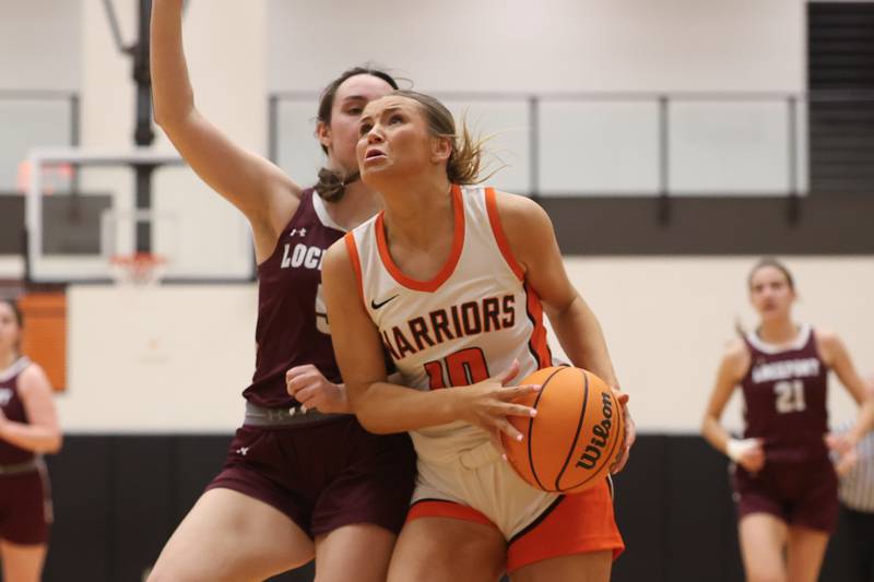 Lincoln-Way West’s Molly Finn looks to take a shot against Lockport on Tuesday, Feb. 3, 2026 in New Lenox.