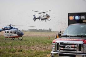 One person flown to hospital after 2-car crash Sunday near Woodstock