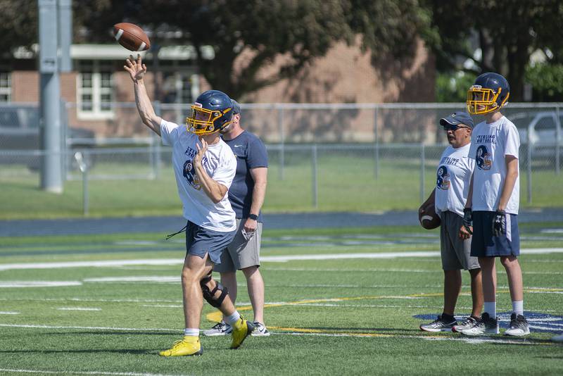 Sterling and Kewanee work against one another Thursday, July 21, 2022 in 7 on 7 football drills at Sterling High School.