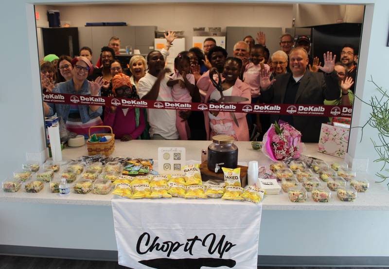 The DeKalb Chamber of Commerce welcoming Chop It Up