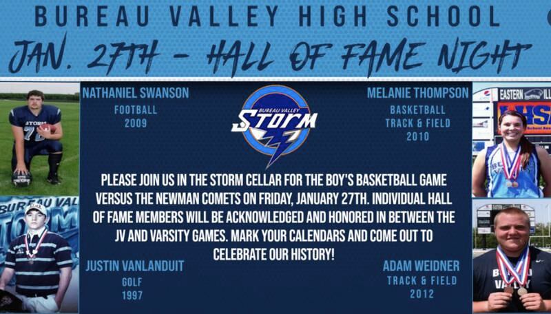 The Bureau Valley Hall of Fame Night is Friday, Jan. 27