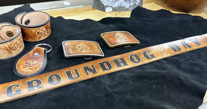 Groundhog merch on display at Down2Earth in Woodstock Tuesday, Jan. 14, 2025.