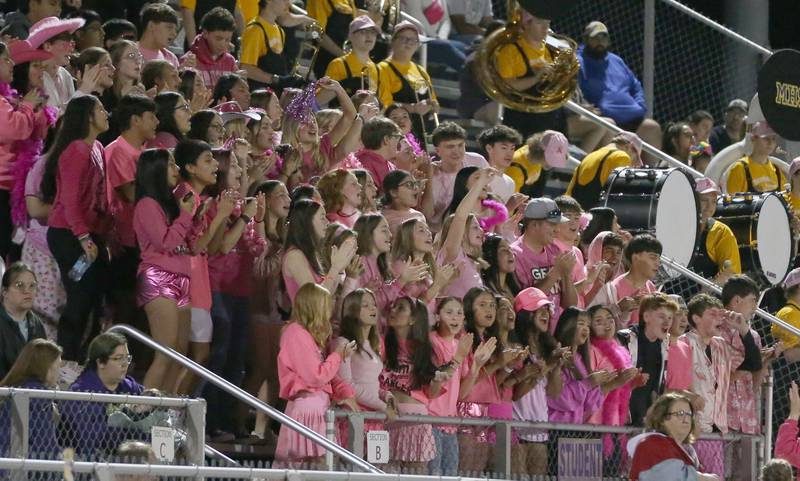 Mendota students cheer on the Trojans on Friday, Oct. 11, 2024 at Mendota High School.