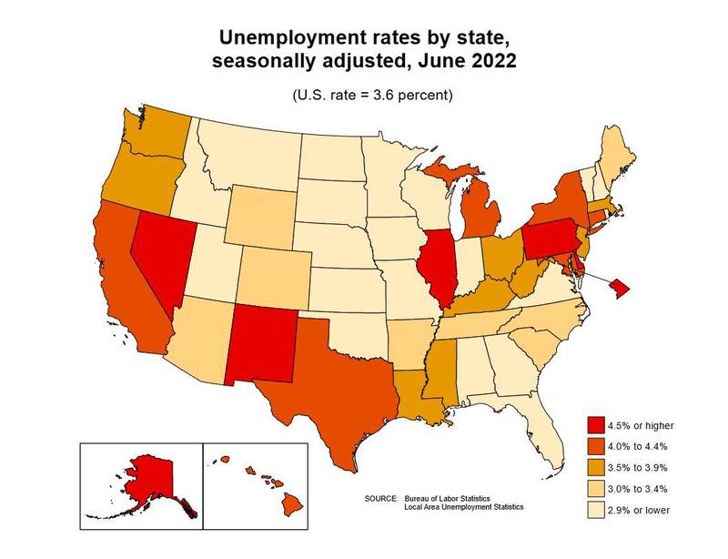 Illinois' unemployment rate fell to 4.5 percent in June, but it remained higher than the national average. (Credit: U.S. Bureau of Labor Statistics)