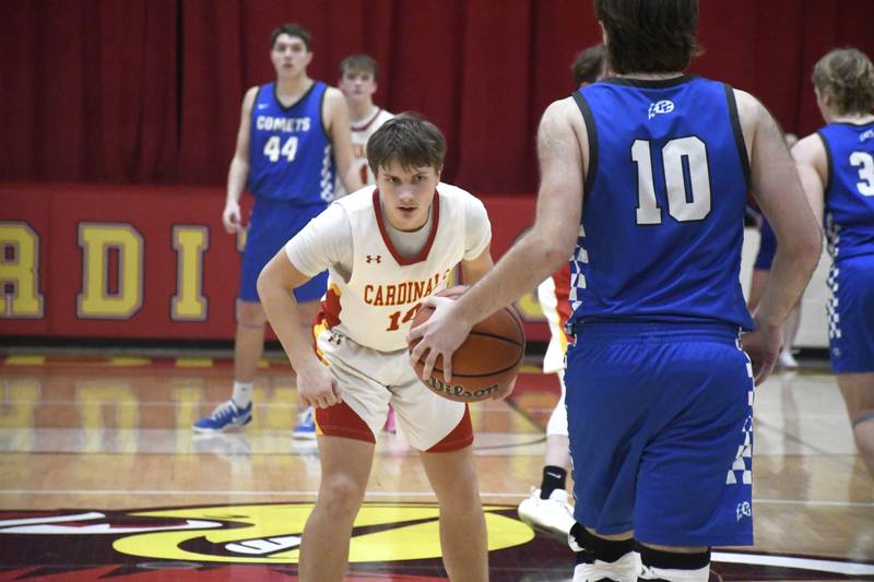 St. Anne's Grant Pomaranski picks up Clifton Central's Blake Chandler on defense during St. Anne's 61-56 victory over Clifton Central on Tuesday January 6, 2026.