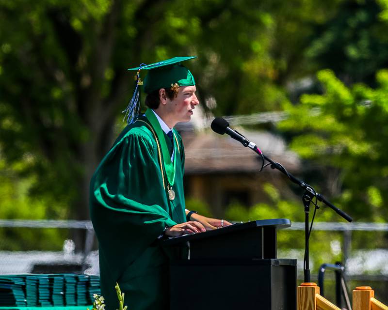 Kevin Kelley speaks about opportunities at the York High School Graduation Ceremony. May 21, 2023.