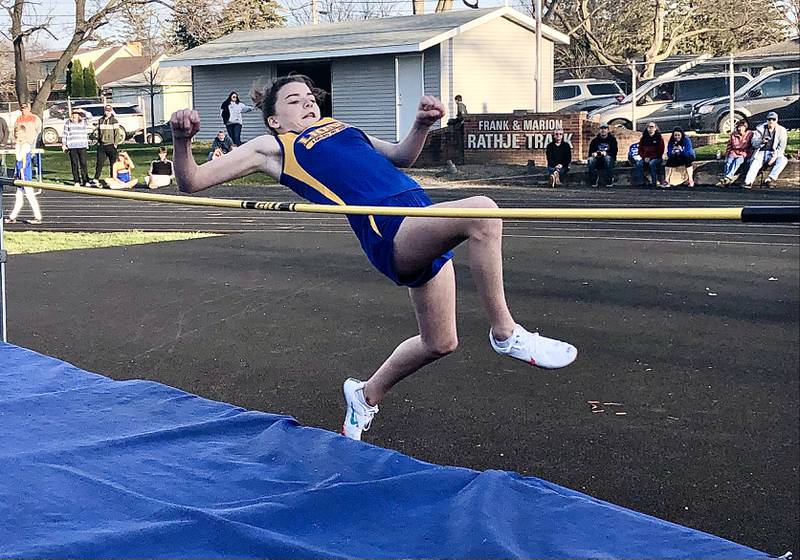 Princeton Logan's Josie Sierens cleared 4-6 to win the seventh-grade high jump Monday at PHS' Rathje Track.
