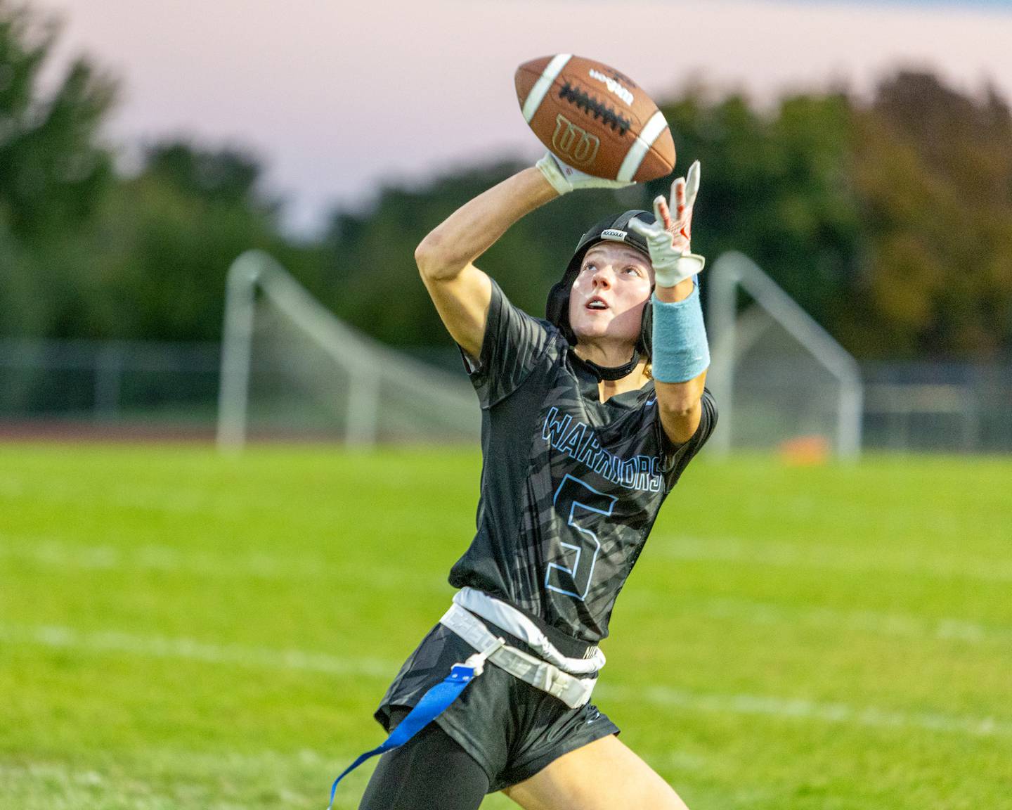 Willowbrook's Elizabeth Pettinger makes the running catch against West Aurora at the Sectional Final on Tuesday, Oct. 14,2025 in South Elgin.