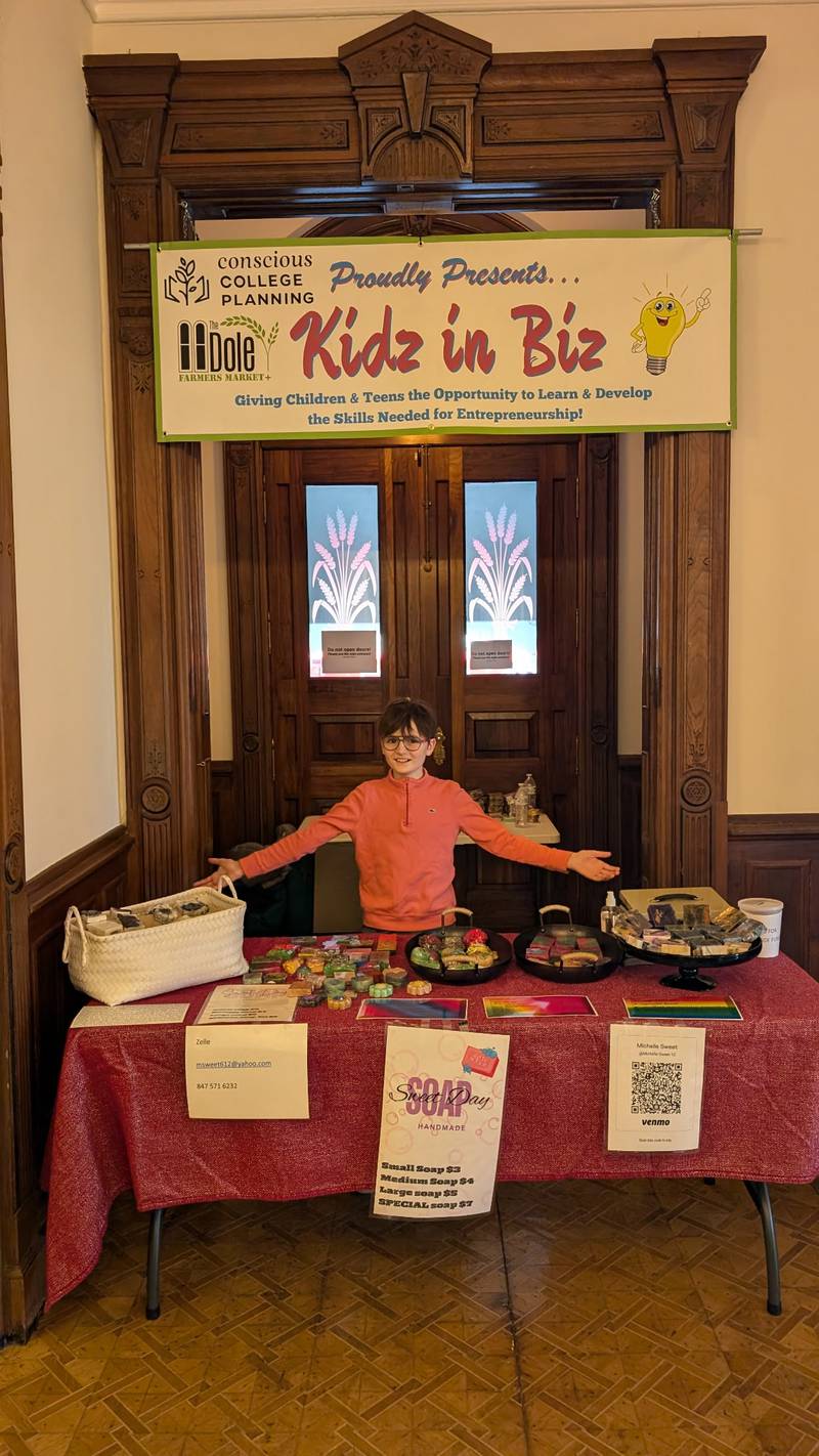 Josh Sweet of Elmhurst has sold homemade soaps at The Dole farmers market in Crystal Lake as part of its "Kidz in Biz" program.