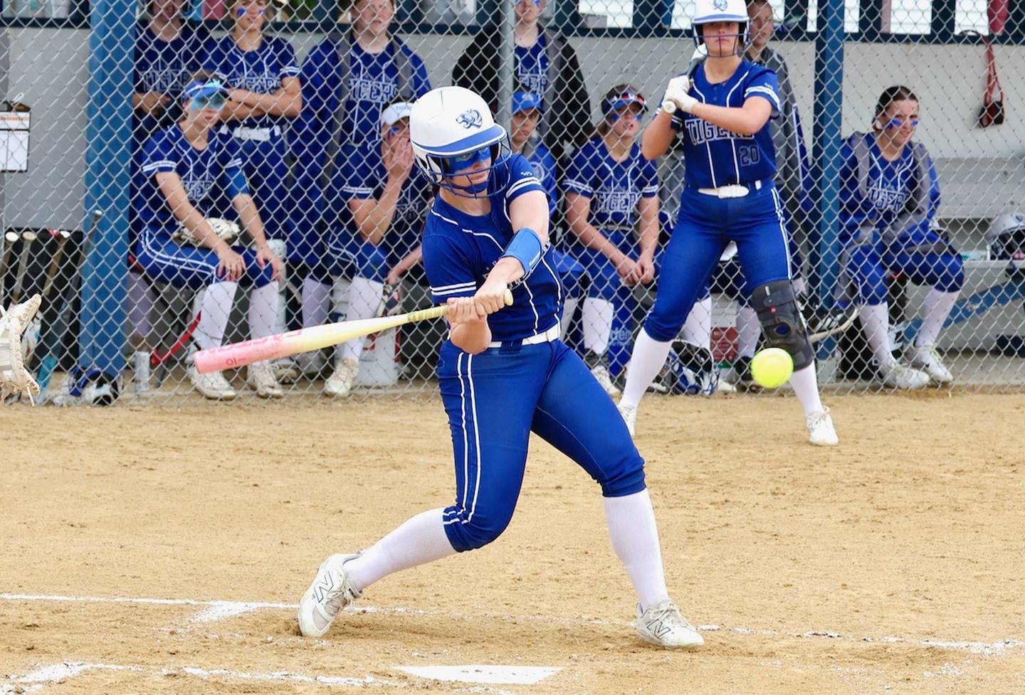 Princeton's Izzy Gibson swings away in Saturday's regional championship. Gibson had three hits, but Morrison won 9-0.