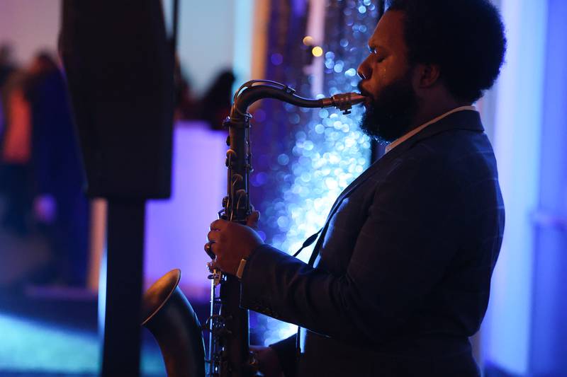 Musician Ellis Wright performs at the Shorewood HUGS "Sweet Home Chicago" cocolate ball fundraiser in Joliet on Saturday, February 4, 2023.