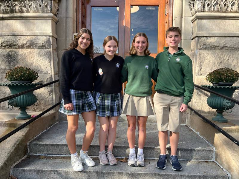 St. Bede Academy announced Tuesday, Nov. 7, 2023, the winners of the HOBY Award. From left are sophomores Lily Bosnich, Mae Hagenbuch, Emma Slingsby and Noah Buck.