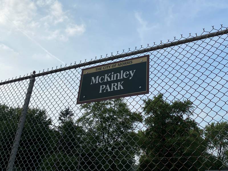 The sign for McKinley Park in Morris where the city is applying for an OSLAD grant for renovations.
