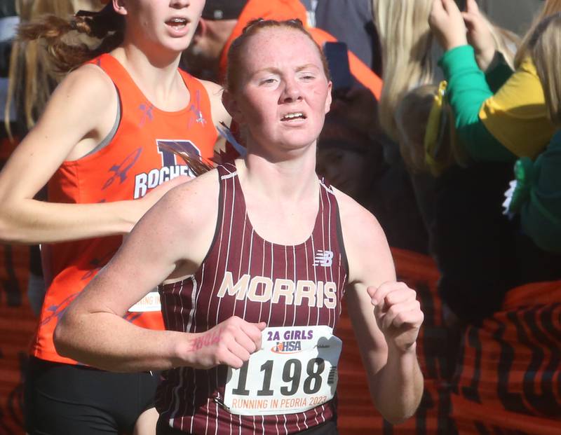 Morris's Makensi Martin competes in the Class 2A State Cross Country race on Saturday, Nov. 4, 2023 at Detweiller Park in Peoria.