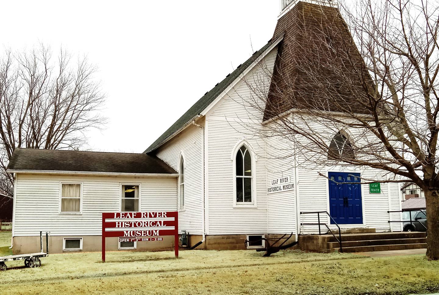 The Leaf River Historical Society and Museum, 203 East Third St. in Leaf River, is open from 1 to 3 p.m. on the first and third Sundays from April to October, or by appointment.