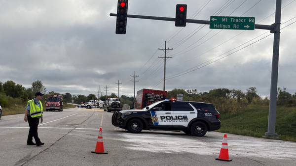Truck overturns, shuts down Route 176 near Crystal Lake