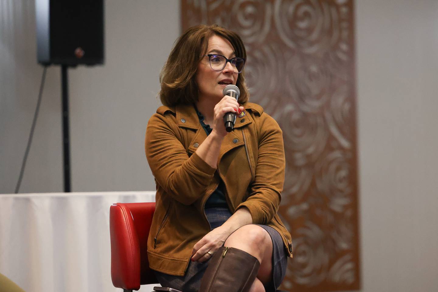 Meg Loughran Cappel, IL State Representative (D-49), speaks at the Joliet Region Chamber of Commerce Council for Working Women luncheon on Thursday Mar. 7th, 2024 in Joliet.