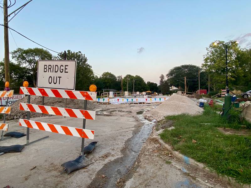 Construction continues on the new Lucinda Avenue bridge at Lucinda Avenue and Kishwaukee Drive in DeKalb near Northern Illinois University campus on Monday, Aug. 19, 2024.