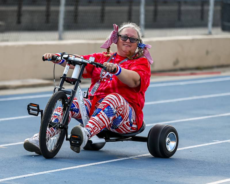 Event organizer, Gina Wysocki during the Great American Big Wheel Race.  July 22nd, 2023