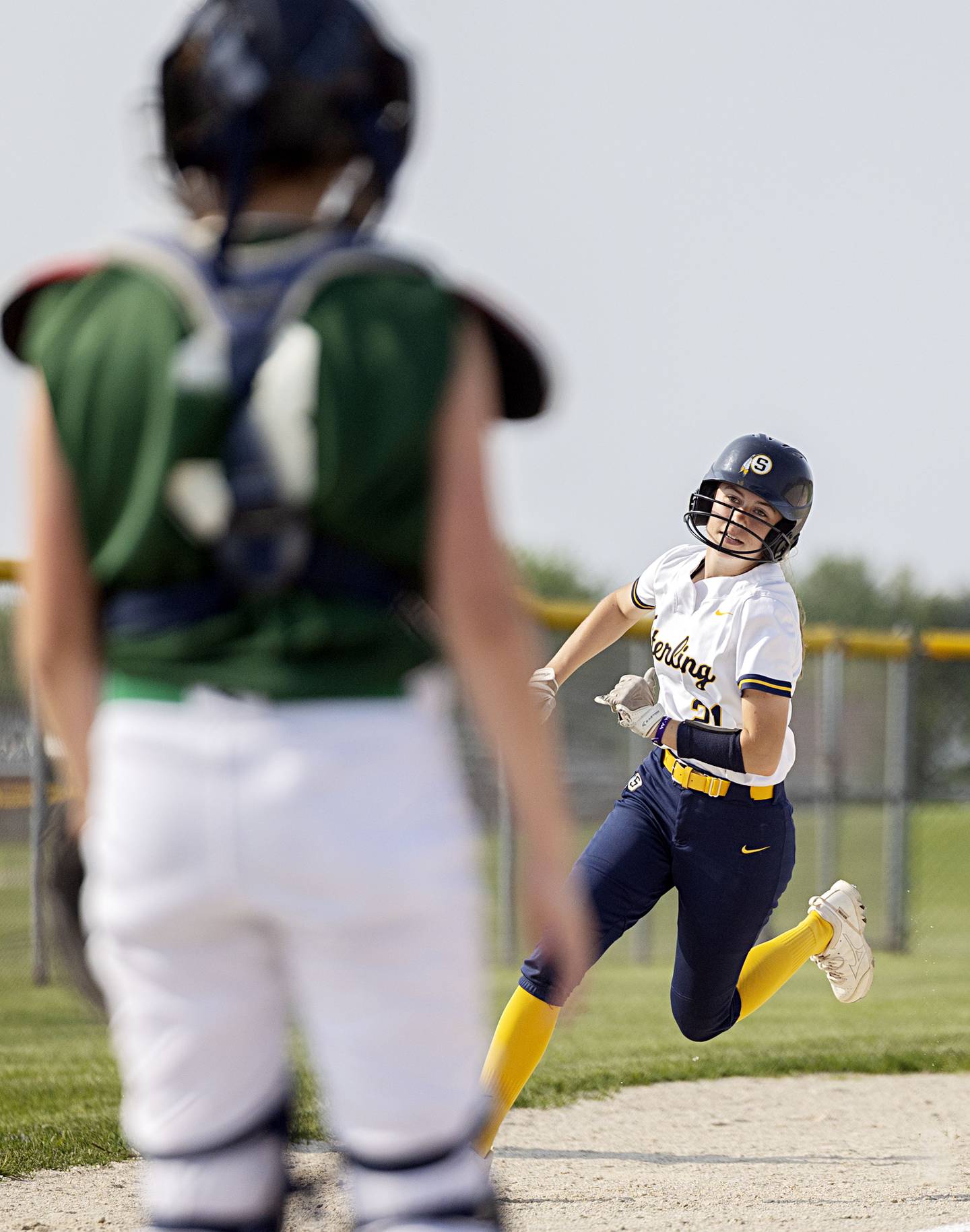 Sterling’s Kaitlyn Taylor rounds third to score against Boylan Tuesday, May 23, 2023 during a class 3A regional semifinal game in Belvidere.