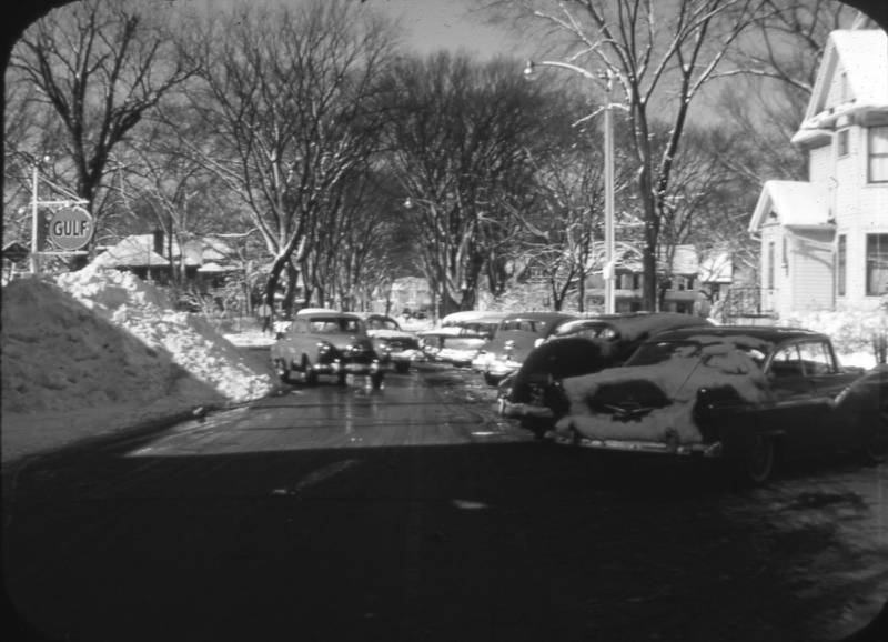 Locust Street in DeKalb looking west towards the intersection of Locust and First Street in 1957.