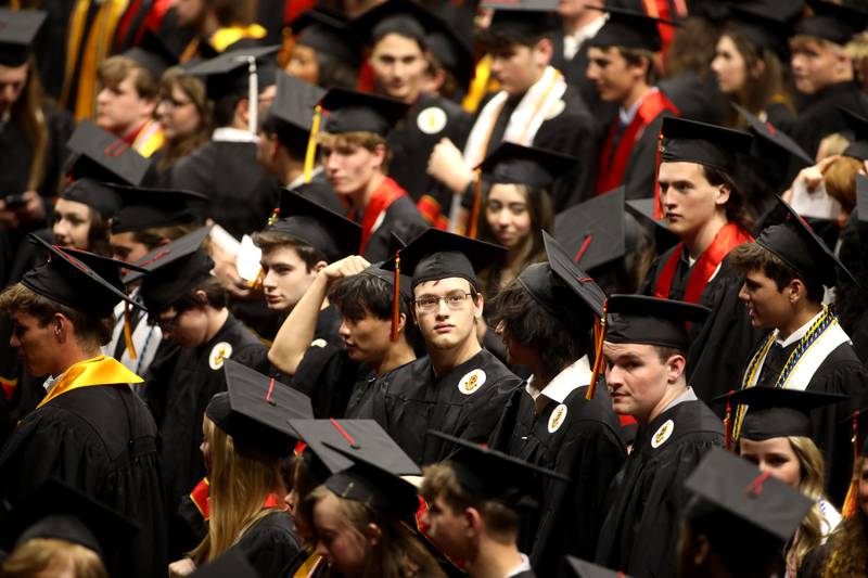 Batavia High School graduates are seated during the school’s 2024 commencement ceremony at Northern Illinois University in DeKalb on Wednesday, May 22, 2024.